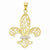 14k Gold & Rhodium Filigree Fleur de Lis Pendant, Pendants for Necklace