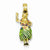 14k Gold 3-D Enameled Hula Girl with Moveable Grass Skirt Pendant, Pendants for Necklace