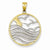 14k Gold & Rhodium Sunset, Water and Seagulls Pendant, Pendants for Necklace