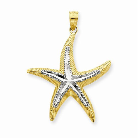 14k Gold & Rhodium Starfish pendant, Fine Pendants for Necklace