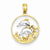 14k Gold & Rhodium Double Dolphins in Circle Pendant, Pendants for Necklace