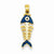 14k Gold 3-D Blue Enameled Fishbone Pendant, Pendants for Necklace