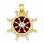 14k Gold 3-D Brown Translucent Acrylic Ship Wheel Pendant, Pendants for Necklace