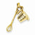 14k Gold 3-D Black Enameled Measuring Cup and Whisk Pendant, Pendants for Necklace