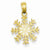 14k Gold 3-D White Enameled Snowflake Pendant, Pendants for Necklace