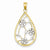 14k Gold & Rhodium Flowers in Teardrop Pendant, Pendants for Necklace