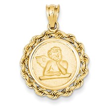 14k Gold Satin Angel in Bezel Charm hide-image