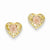 14k Two-tone Pink Flower Heart Post Earrings