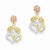 14k Two-tone Rhodium Double Hearts Flower Post Earring, Jewelry Earrings