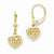 14k Yellow Gold 3-D Diamond-cut Mini Puffed Heart Leverback Earrings