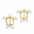 14k Yellow Gold Rhodium Sea Turtle Post Earrings