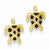 14k Yellow Gold Brown Enameled Sea Turtle Post Earrings