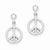 14k White Gold 3-D Peace Symbol Dangle Post Earrings