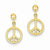 14k Yellow Gold Polished Peace Symbol Dangle Post Earrings