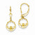 14k Yellow Gold Claddagh in Circle Leverback Earrings