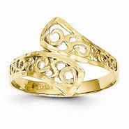 14k Yellow Gold By-pass Lace Diamond-cut Ring