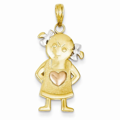 14k Gold & Rhodium Girl pendant, Gorgeous Pendants for Necklace