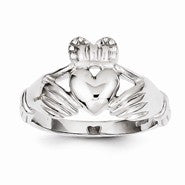 14k White Gold Men's Claddaugh Ring