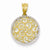 14k Gold & Rhodium Filigree Circle pendant, Charm