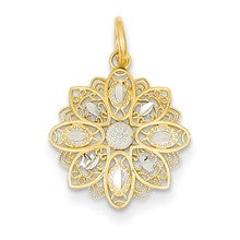 14k Gold Polished w/Rhodium Fancy Charm hide-image