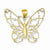 14k Gold & Rhodium Diamond-cut Butterfly Pendant, Charm