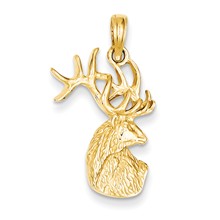 14k Gold Polished Deer Head Charm hide-image