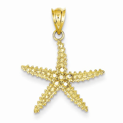 14k Gold & Rhodium Diamond-cut Starfish pendant, Charm