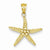 14k Gold & Rhodium Diamond-cut Starfish pendant, Charm