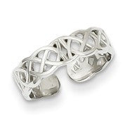 14k White Gold Polished w/Design Toe Ring