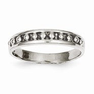 14k White Gold Polished Beaded Wedding Band