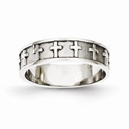 14k White Gold Polished & Satin Cross Wedding Band