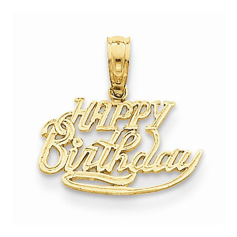 14k Gold Solid Talking Happy Birthday Pendant, Pendants for Necklace