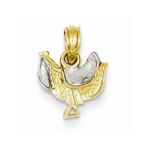 14k Gold & Rhodium Solid Polished Saddle Pendant, Pendants for Necklace