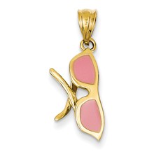 14k Gold Solid 3-Dimensional Pink Enameled Sunglasses Charm hide-image