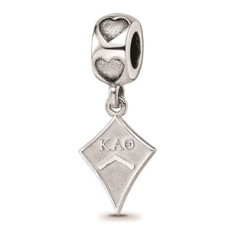 Sterling Silver LogoArt Kappa Alpha Theta Kite Heart Bead