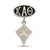 Kappa Alpha Theta Oval With Kite Charm Dangle Bead in Sterling Silver