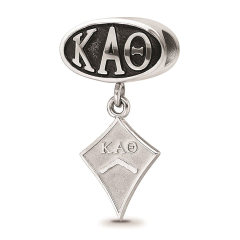 Sterling Silver LogoArt Kappa Alpha Theta Oval With Kite Dangle Bead