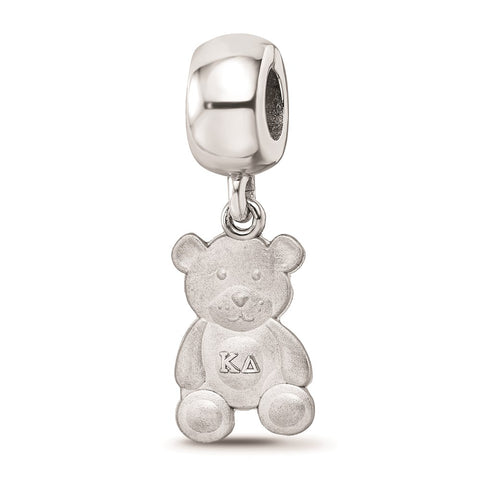 Sterling Silver LogoArt Kappa Delta Teddy Bear On Bead