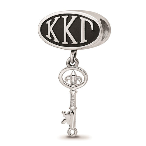 Sterling Silver LogoArt Kappa Kappa Gamma Oval Key Dangle Bead