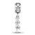 Kappa Kappa Gamma Verticalwith Heart Charm Bead in Sterling Silver