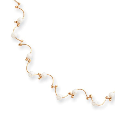 Gold-Plated Floating Pearl Wave Necklace