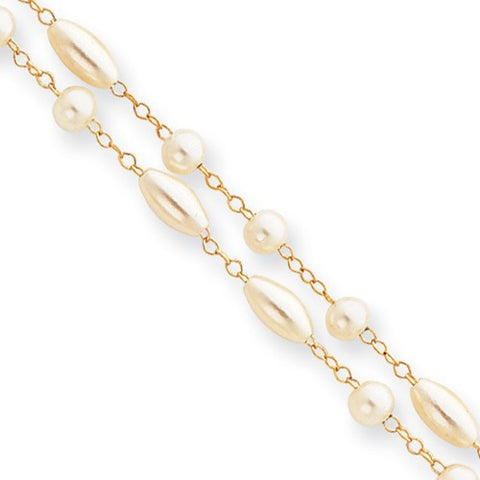 Gold Plated Two Strand Glass Pearl Bracelet