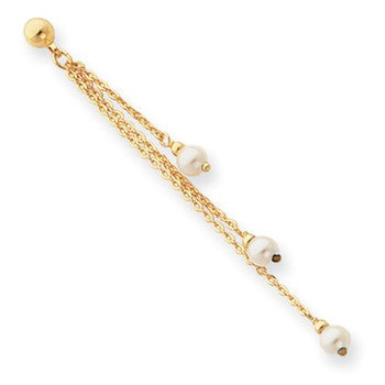 Gold-plated Small White Glass Pearl Drop Earrings