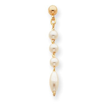 Rhodium-plated White Glass Pearl Earrings