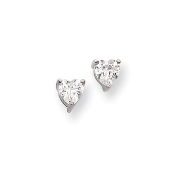 Rhodium-plated 5mm Heart Shaped CZ Earrings