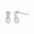 Rhodium-plated White Glass Pearl CZ Earrings