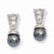 Rhodium-plated Black Glass Pearl CZ Earrings