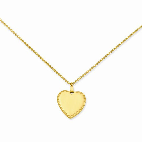 Gold-Plated Medium Polished Engraveable Heart Disc Necklace