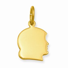 Gold-Plated Small Engraveable Girl's Head Charm hide-image