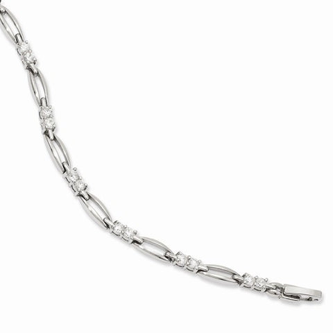 Rhodium-Plated Link Cz Bracelet